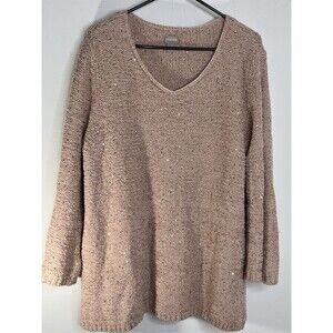 Chicos Sequin Fuzzy Pink Sweater Top Blouse sz 3 / 16 XL  (11)